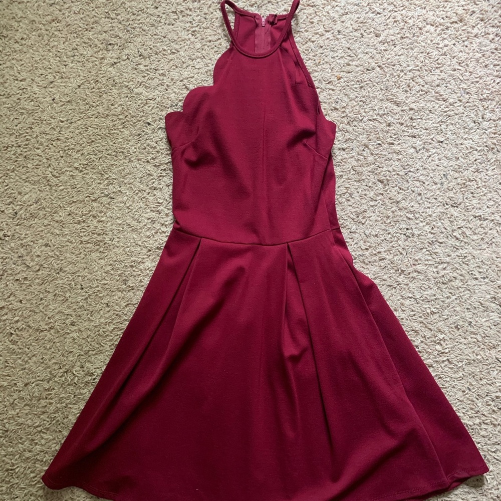 Burgundy scalloped dress